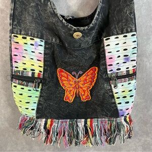 Collection Royal Boho Purse Gray Butterfly Embroidered Bag Beach Summer Hippie